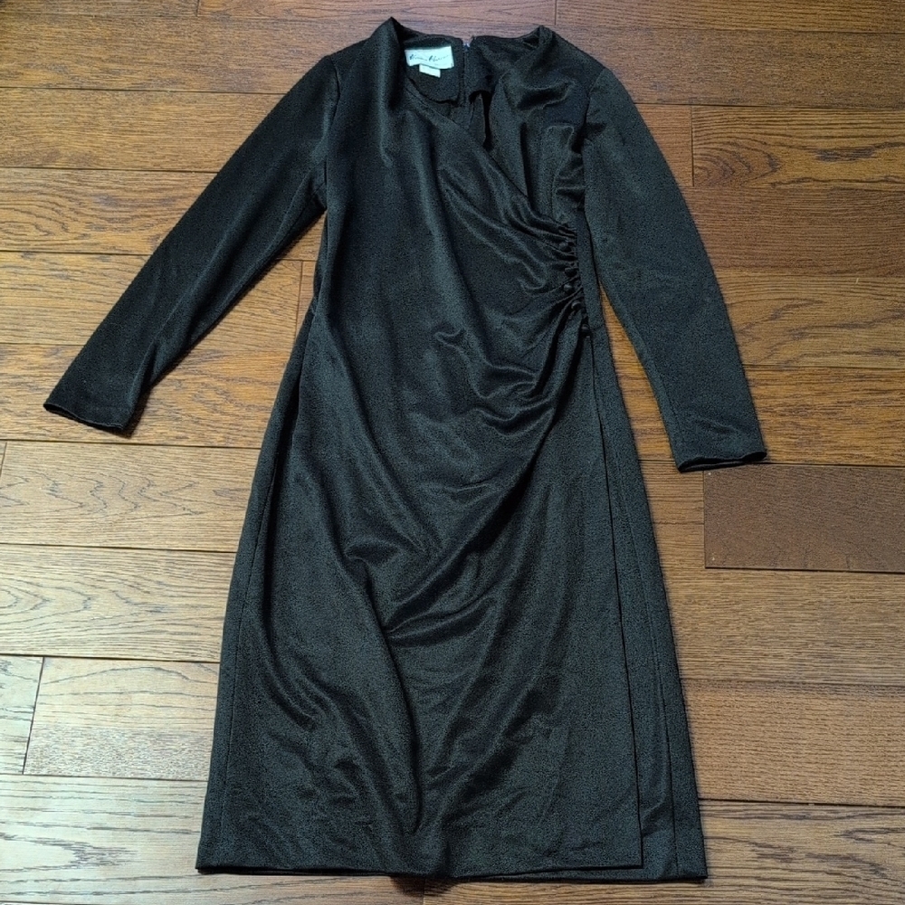Herman Marcus Dallas - Vintage Elegant Black Wrap Dress With Buttons
